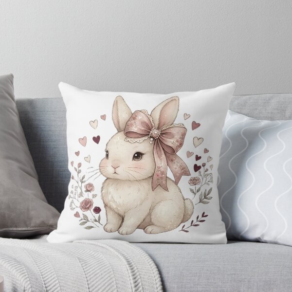 Item preview, Coquette Bunny Pink Bow Floral Hearts designed and sold by abdelski.