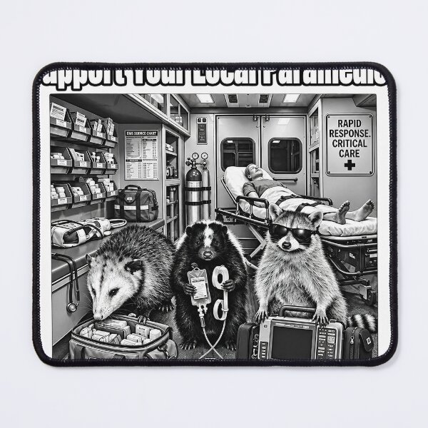 Item preview, Support Your Local Paramedics Raccoon Possum Skunk EMS Crew designed and sold by VGAfanatic.