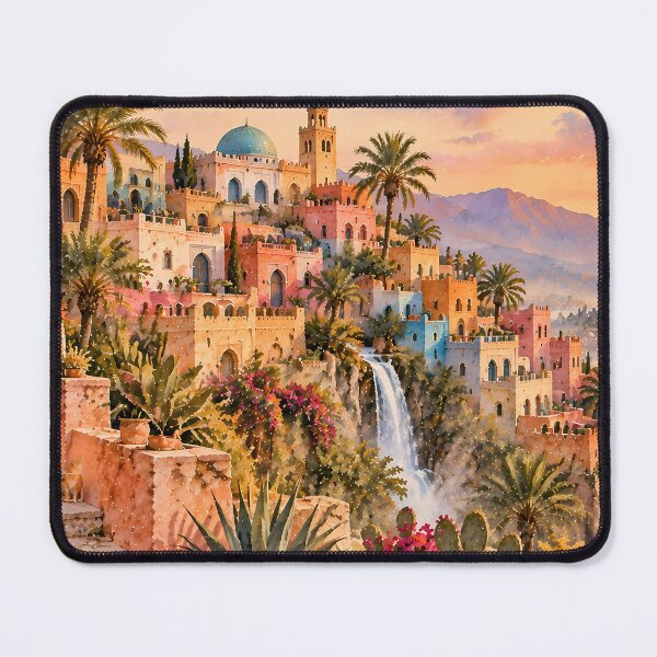 Item preview, Boho Moroccan Sunset Coastal Watercolour Painting designed and sold by Jozefin's Studio.