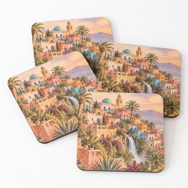 Item preview, Boho Moroccan Sunset Coastal Watercolour Painting designed and sold by Jozefin's Studio.
