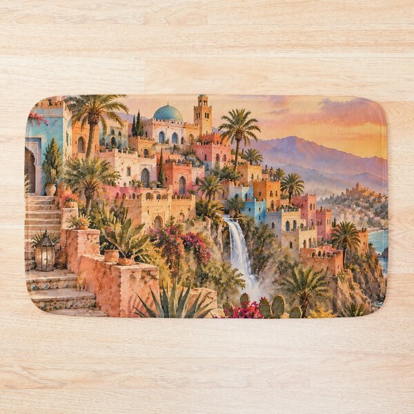 Item preview, Boho Moroccan Sunset Coastal Watercolour Painting designed and sold by Jozefin's Studio.