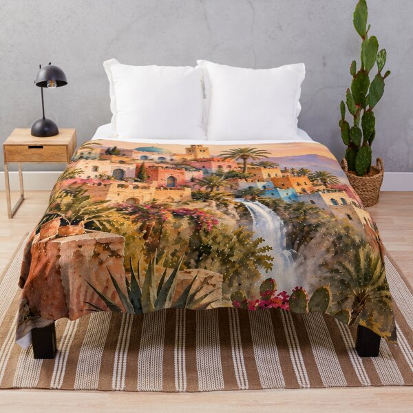 Item preview, Boho Moroccan Sunset Coastal Watercolour Painting designed and sold by Jozefin's Studio.