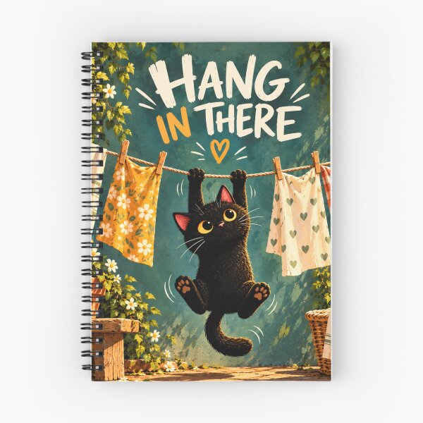 Item preview, Hang In There Cat | Cute Black Cat Motivational Art, Funny Cat Lover Gift designed and sold by AbstractAuraArt.