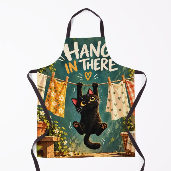 Item preview, Hang In There Cat | Cute Black Cat Motivational Art, Funny Cat Lover Gift designed and sold by AbstractAuraArt.