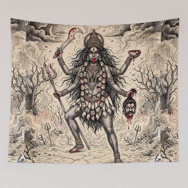 Item preview, Hindu Maa Kali Sacred Line Art designed and sold by hutofdesigns.