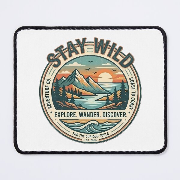 Item preview, Stay Wild Coast to Coast Adventure Vintage Mountain & Ocean Graphic designed and sold by Bhaskar Digital Art.