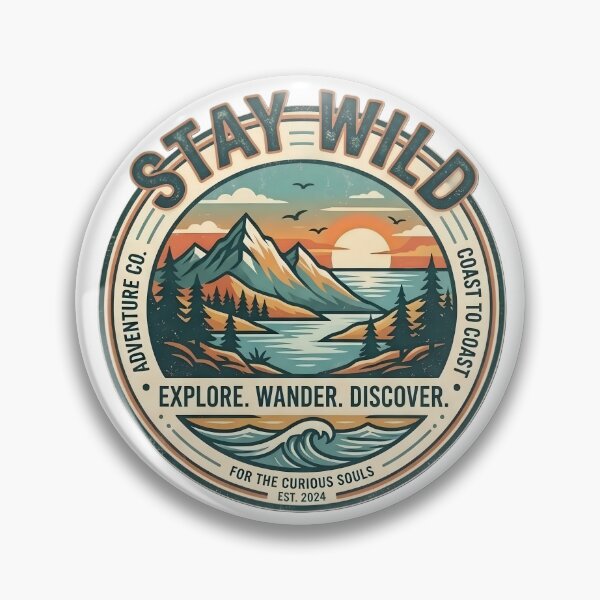 Item preview, Stay Wild Coast to Coast Adventure Vintage Mountain & Ocean Graphic designed and sold by Bhaskar Digital Art.