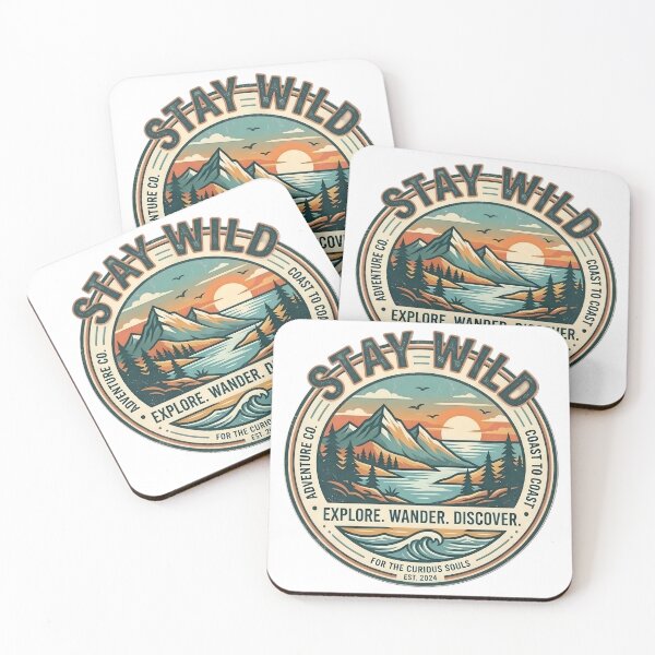 Item preview, Stay Wild Coast to Coast Adventure Vintage Mountain & Ocean Graphic designed and sold by Bhaskar Digital Art.