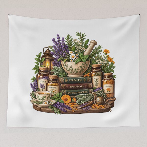 Item preview, Herbalist Botanical Apothecary Still Life designed and sold by MysticCanvasAi.