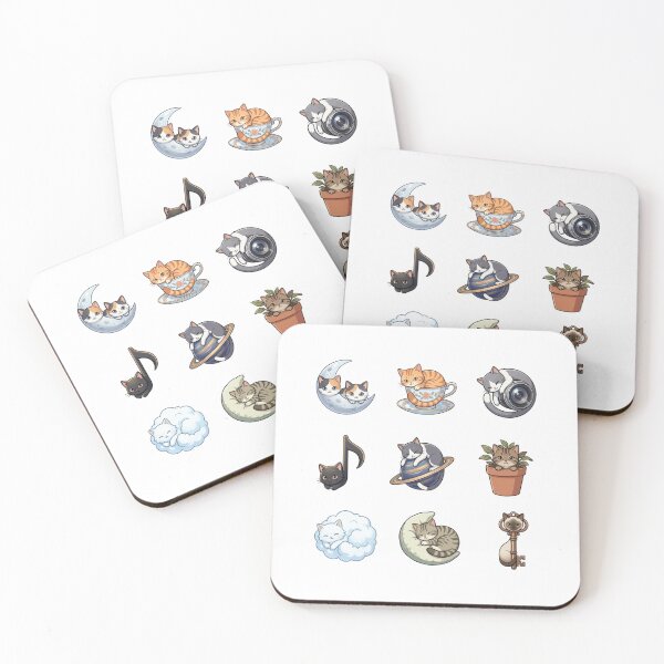 Item preview, Cozy Cat Teacup Crescent Moon Saturn Cute Sticker Sheet    designed and sold by mood-draftsman.