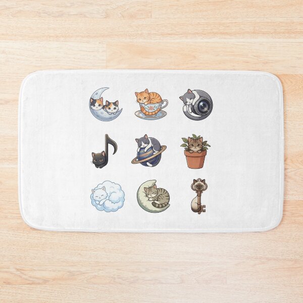 Item preview, Cozy Cat Teacup Crescent Moon Saturn Cute Sticker Sheet    designed and sold by mood-draftsman.