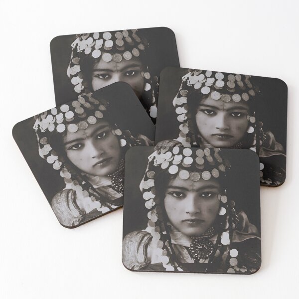 Item preview, 1905 vintage Ouled Nail tribe, Algeria beautiful female portrait black and white princess photograph poster art print designed and sold by Astrid Arkhangelsky.