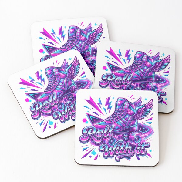 Item preview, Roll With It Neon Retro Roller Skate Art designed and sold by Sanan Israyilli.