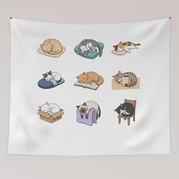 Item preview, Sleepy Cat Napping Box Slipper Cozy Cute Sticker Sheet    designed and sold by mood-draftsman.