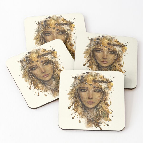 Item preview, Boho Spiritual Woman Portrait – Golden Abstract Art designed and sold by NB-Artmagic.