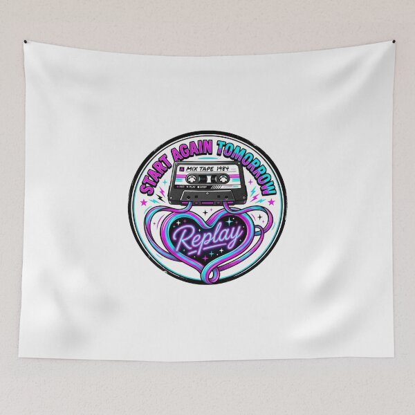 Item preview, Start Again Tomorrow Retro Cassette Tape Art designed and sold by Sanan Israyilli.