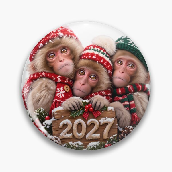 Item preview, Festive Japanese Macaque Trio 2027 – Cozy Christmas Celebration designed and sold by HoMya.