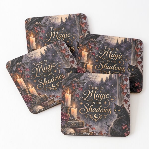Item preview, There Is Magic in the Shadows – Gothic Raven & Black Cat Halloween Art designed and sold by blankTeeShirt.