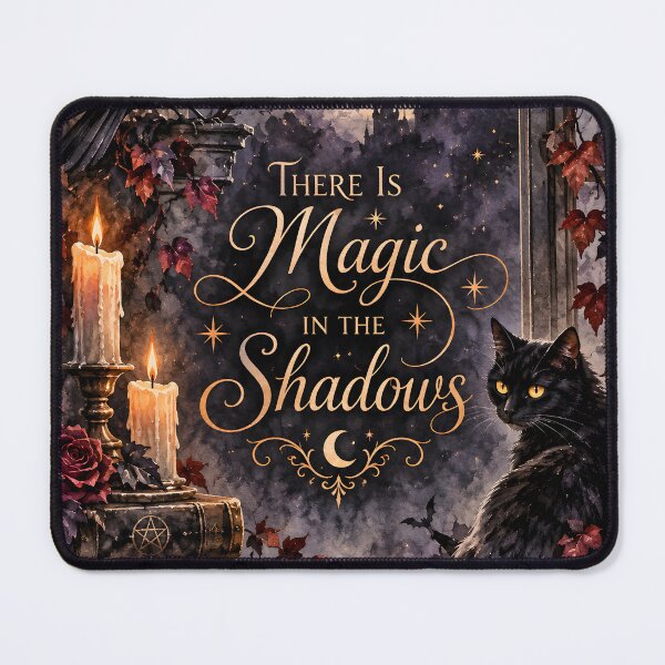 Item preview, There Is Magic in the Shadows – Gothic Raven & Black Cat Halloween Art designed and sold by blankTeeShirt.