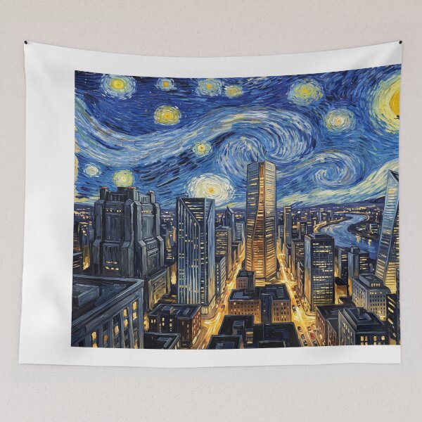 Item preview, National City Starry Night Comic Book Landscape designed and sold by Bad-Decisions-Designs.
