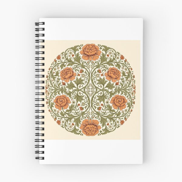 Item preview, Vintage Orange Peony Floral - Circular Botanical Damask Pattern designed and sold by Mittu96.