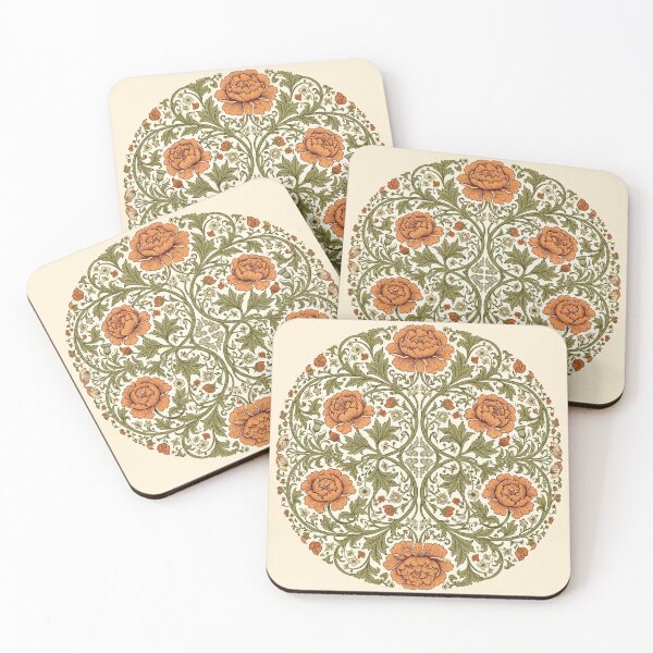 Item preview, Vintage Orange Peony Floral - Circular Botanical Damask Pattern designed and sold by Mittu96.