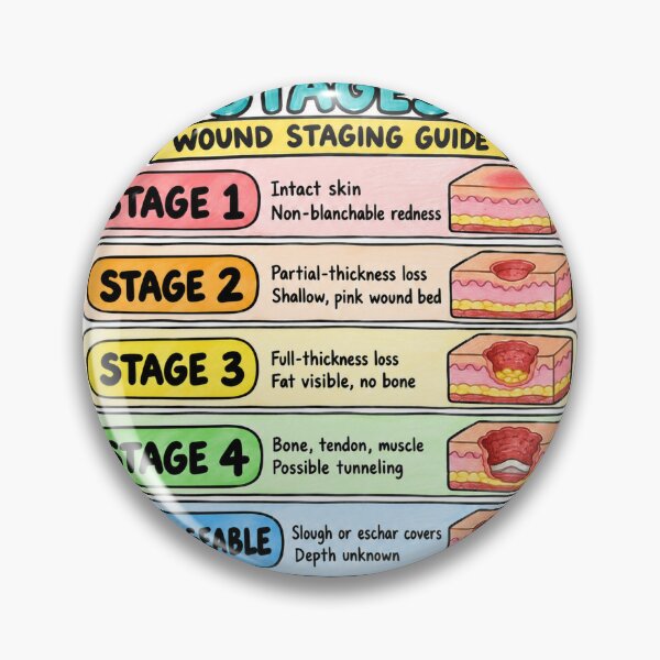Item preview, Pressure Ulcer Stages Drawn Study Aid Nursing Student Sticker designed and sold by isokinetic.