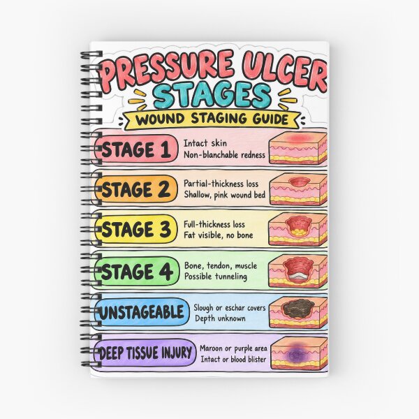 Item preview, Pressure Ulcer Stages Drawn Study Aid Nursing Student Sticker designed and sold by isokinetic.