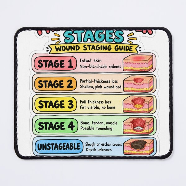 Item preview, Pressure Ulcer Stages Drawn Study Aid Nursing Student Sticker designed and sold by isokinetic.