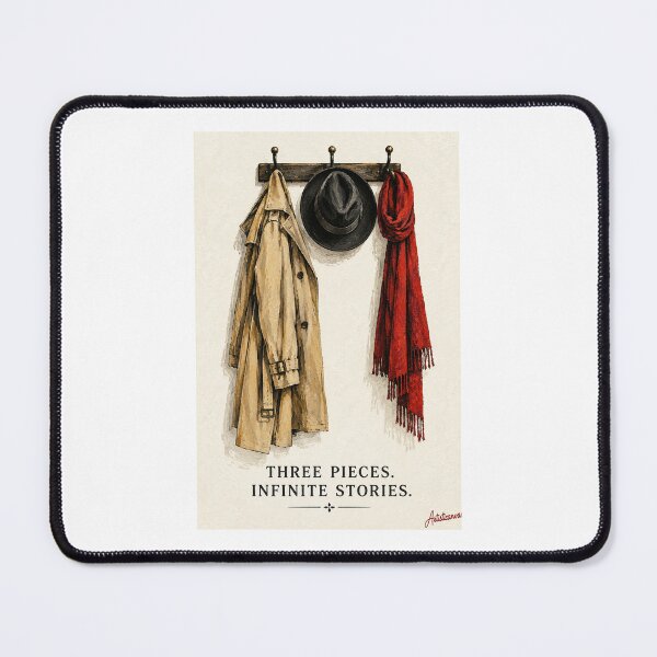 Item preview,  Minimalist Wardrobe Illustration, Trench, Fedora and Red Scarf designed and sold by Artisticanvas.
