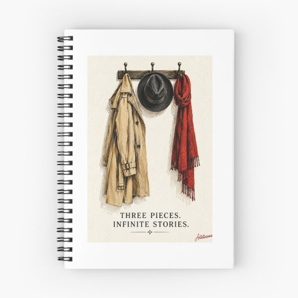 Item preview,  Minimalist Wardrobe Illustration, Trench, Fedora and Red Scarf designed and sold by Artisticanvas.
