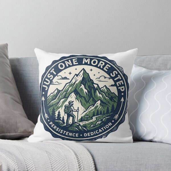 Item preview, Just One More Step Retro Hiking Mountain Badge designed and sold by Sanan Israyilli.