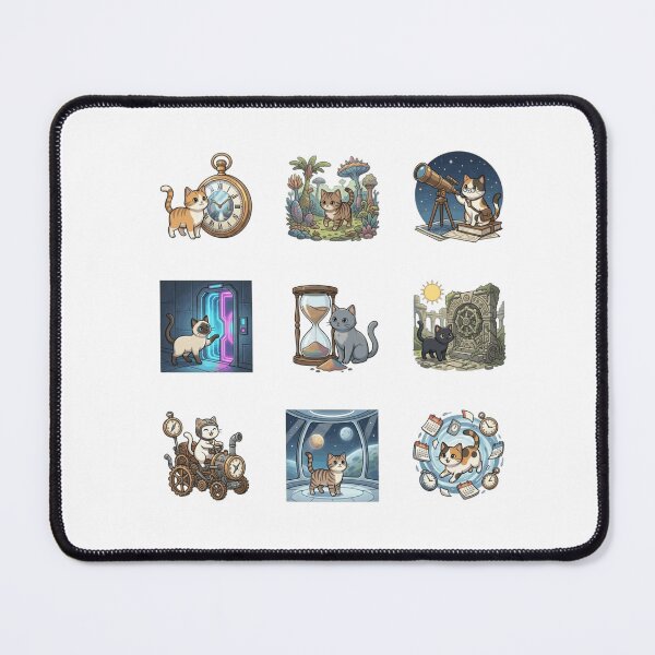 Item preview, Time Travel Cat Steampunk Portal Sci-Fi Cute Sticker Sheet designed and sold by mood-draftsman.