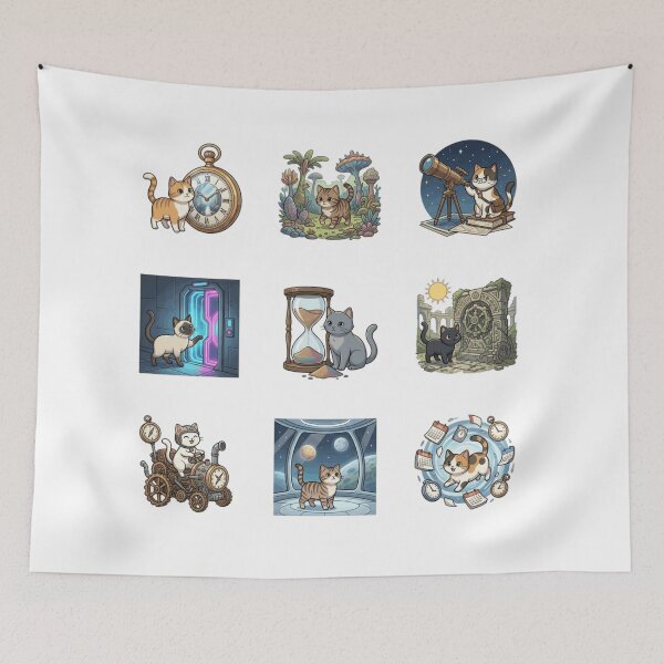 Item preview, Time Travel Cat Steampunk Portal Sci-Fi Cute Sticker Sheet    designed and sold by mood-draftsman.