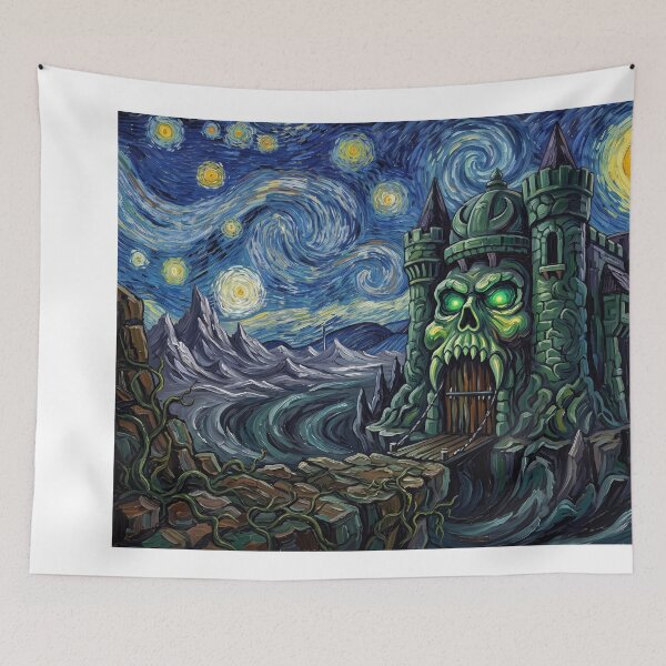 Item preview, Castle Grayskull Starry Night Fantasy Landscape designed and sold by Bad-Decisions-Designs.