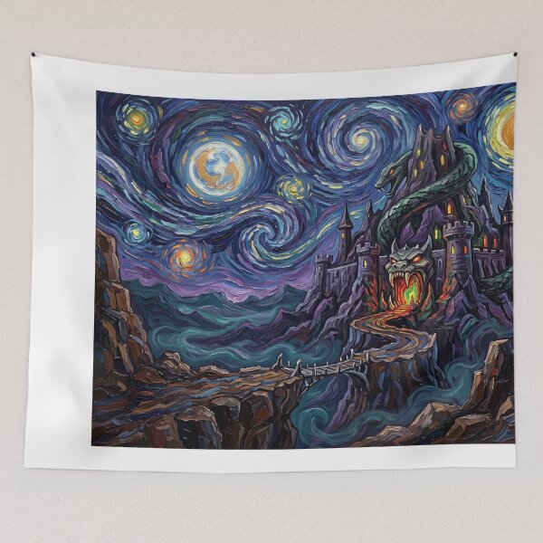 Item preview, Snake Mountain Starry Night Fantasy Landscape designed and sold by Bad-Decisions-Designs.
