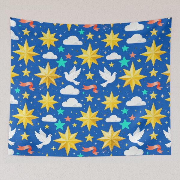 Item preview, Bright Celestial Christmas Star Dove Pattern designed and sold by Mimoshi ⭐⭐⭐⭐⭐.