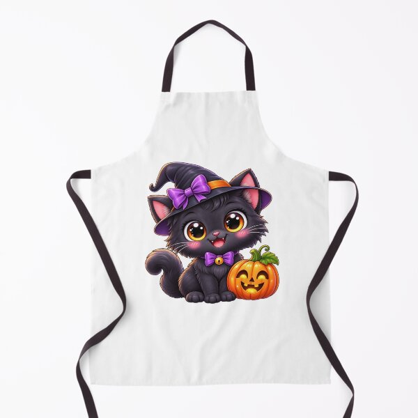 Item preview, Cute Kawaii Black Cat Halloween – Chibi Witch Cat with Pumpkin designed and sold by Pixanova.