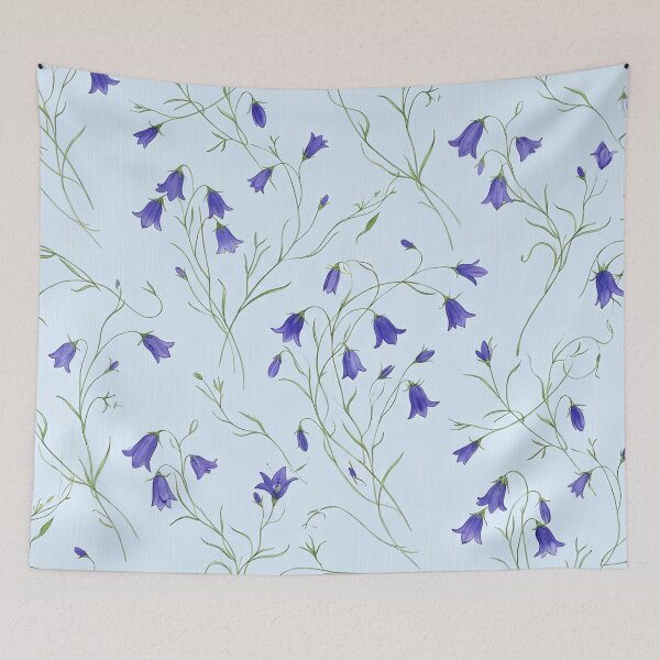 Item preview, Whimsical Bluebell Droplets & Tendril Wildflower Pattern designed and sold by Studio BC.