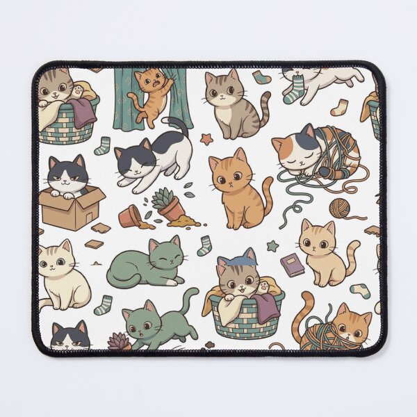 Item preview, Mischievous Cat Chaos Yarn Box Playful Cute All Over Print Pattern designed and sold by mood-draftsman.