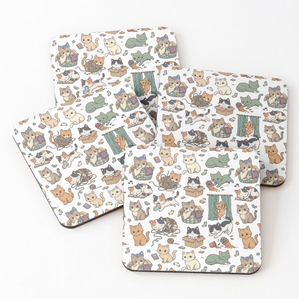 Item preview, Mischievous Cat Chaos Yarn Box Playful Cute All Over Print Pattern designed and sold by mood-draftsman.