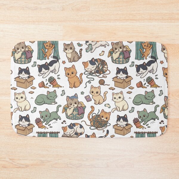 Item preview, Mischievous Cat Chaos Yarn Box Playful Cute All Over Print Pattern designed and sold by mood-draftsman.