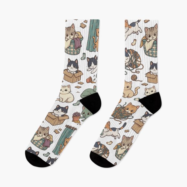 Item preview, Mischievous Cat Chaos Yarn Box Playful Cute All Over Print Pattern designed and sold by mood-draftsman.