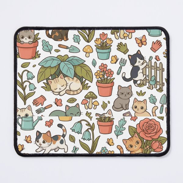 Item preview, Garden Cat Botanical Floral Roses Cute All Over Print Pattern    designed and sold by mood-draftsman.
