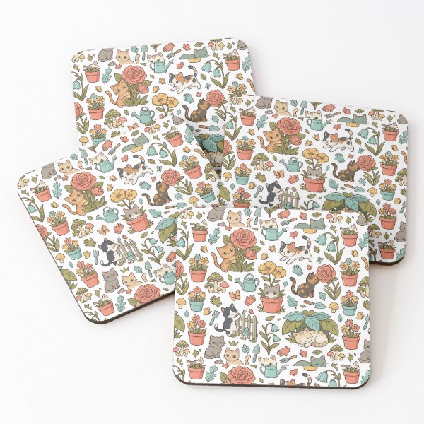 Item preview, Garden Cat Botanical Floral Roses Cute All Over Print Pattern    designed and sold by mood-draftsman.