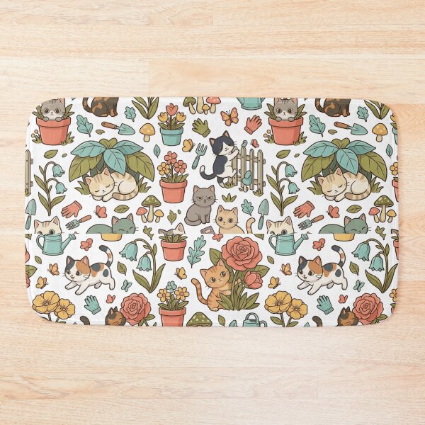 Item preview, Garden Cat Botanical Floral Roses Cute All Over Print Pattern    designed and sold by mood-draftsman.