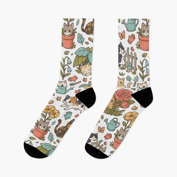 Item preview, Garden Cat Botanical Floral Roses Cute All Over Print Pattern    designed and sold by mood-draftsman.