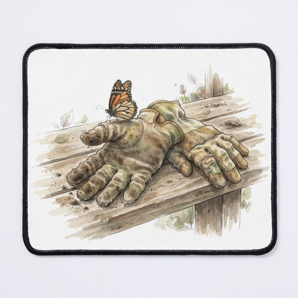 Item preview, Watercolor Gardening Gloves Monarch Butterfly Art designed and sold by Sanan Israyilli.
