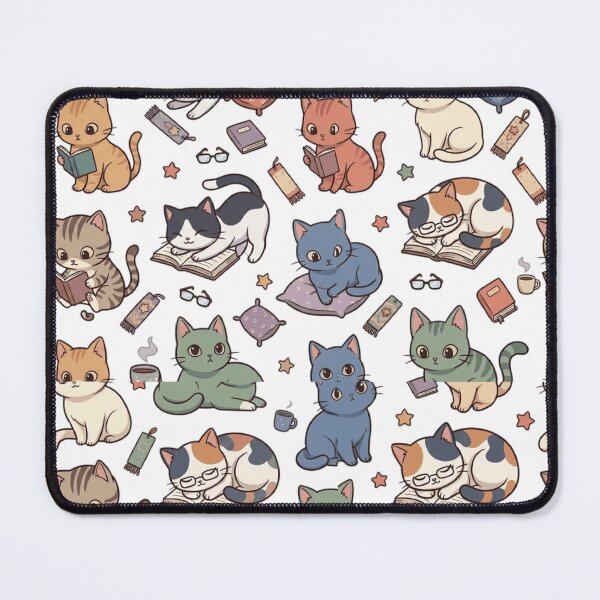 Item preview, Bookish Cat Reading Library Glasses Cute All Over Print Pattern designed and sold by mood-draftsman.
