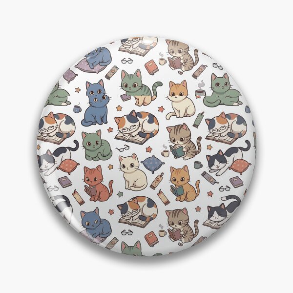 Item preview, Bookish Cat Reading Library Glasses Cute All Over Print Pattern    designed and sold by mood-draftsman.